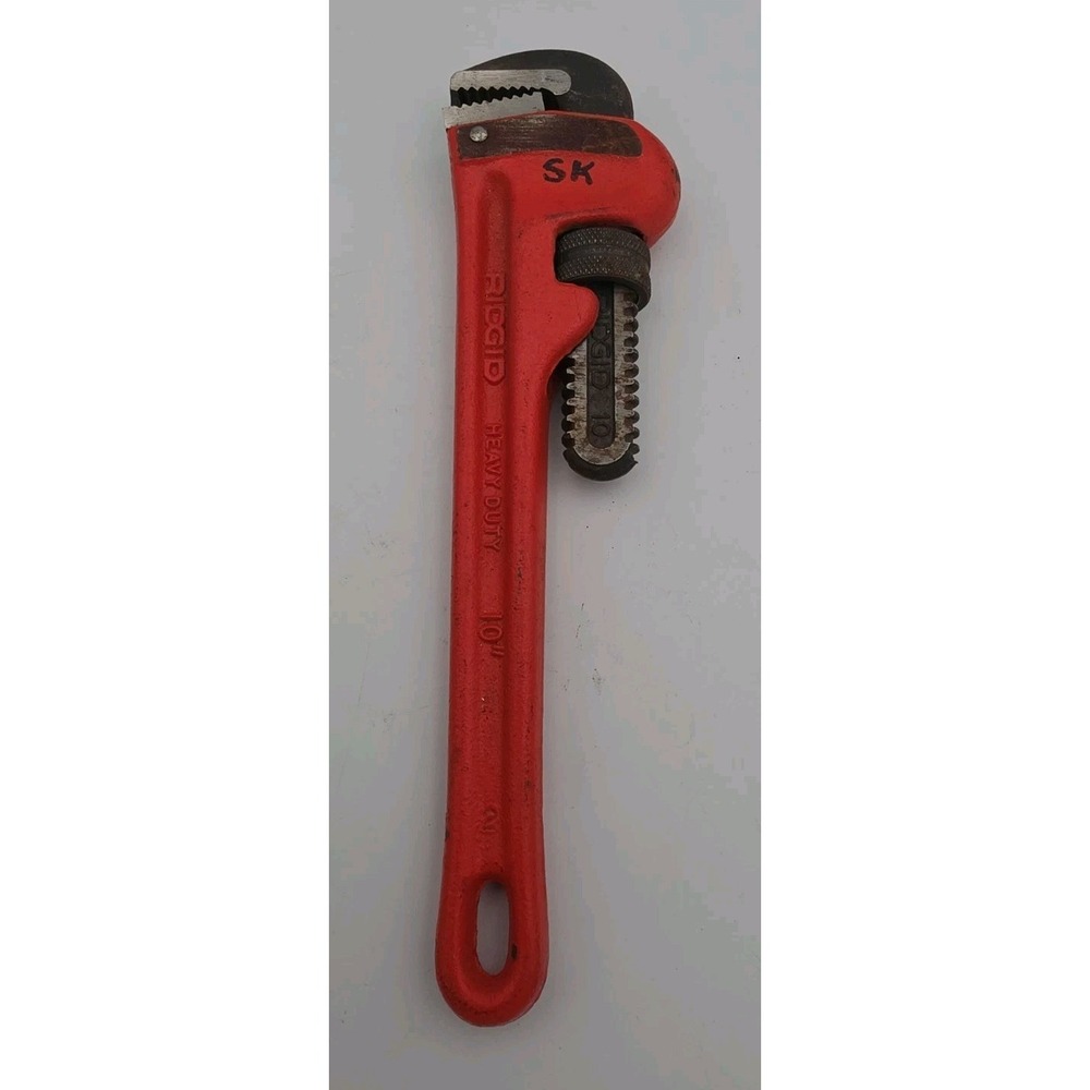 RIDGID 10 Inch Heavy Duty Pipe Wrench Made In USA Red Hand Tool